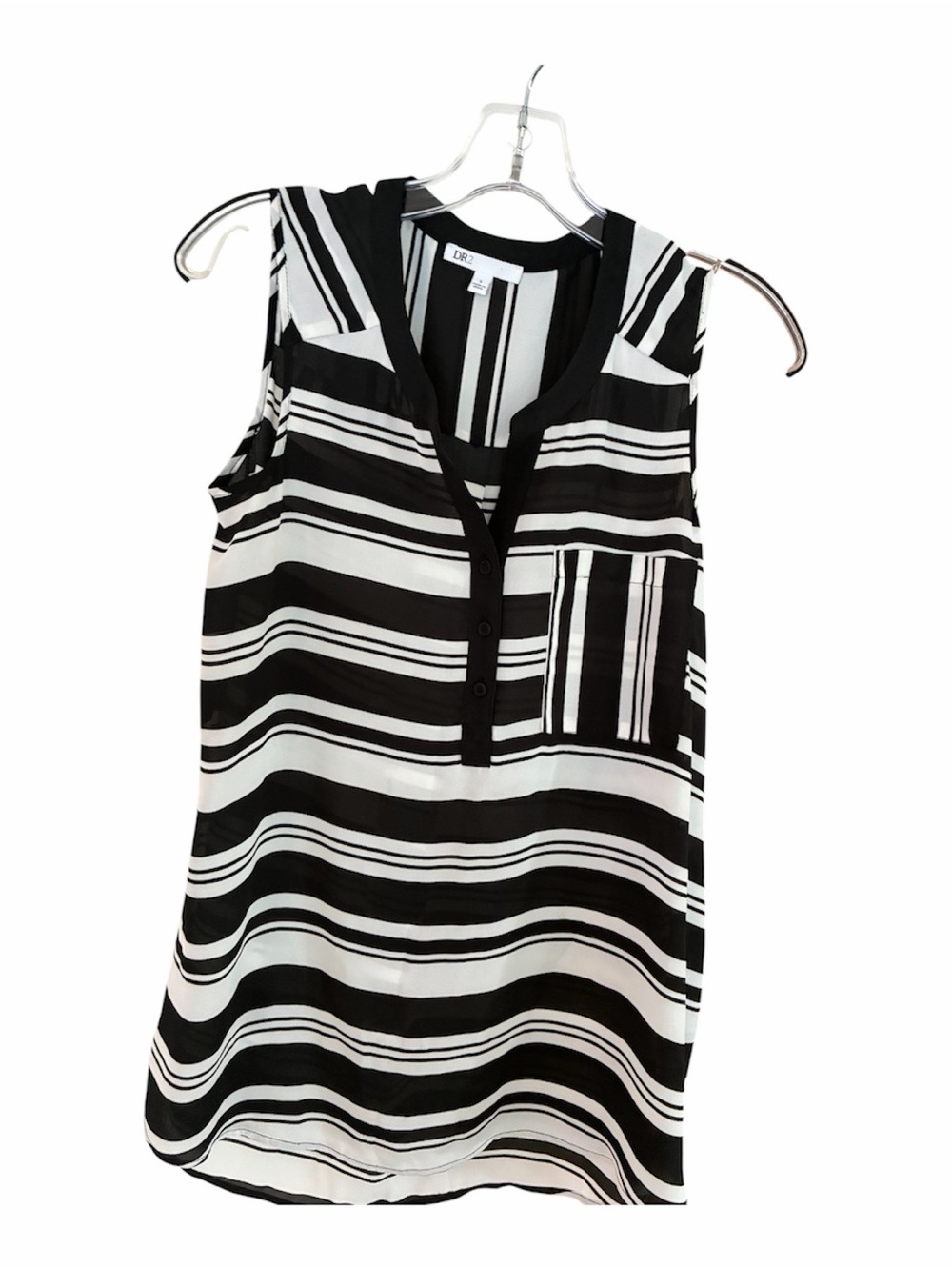 DR2 Black and White Striped Sleeveless Tunic